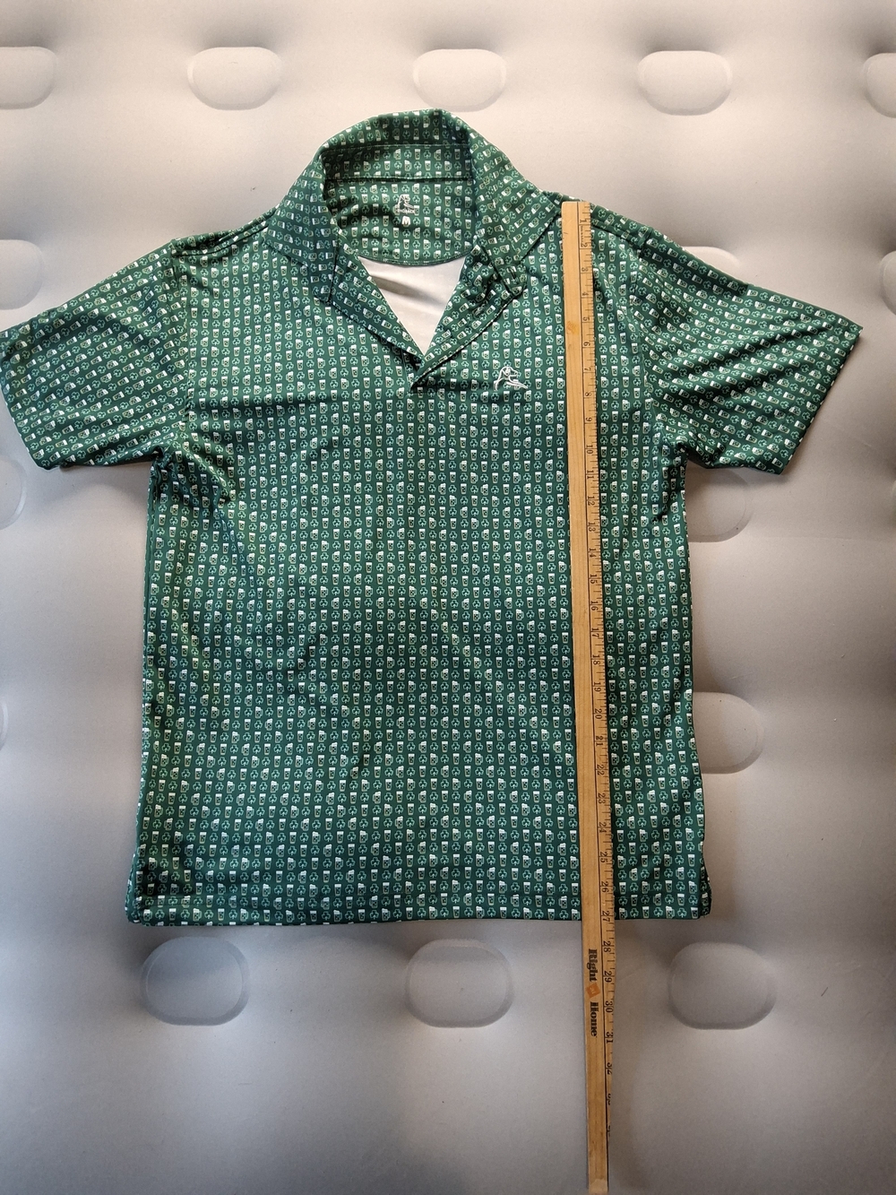 Rhoback Green Micro-Print Short Sleeve Polo